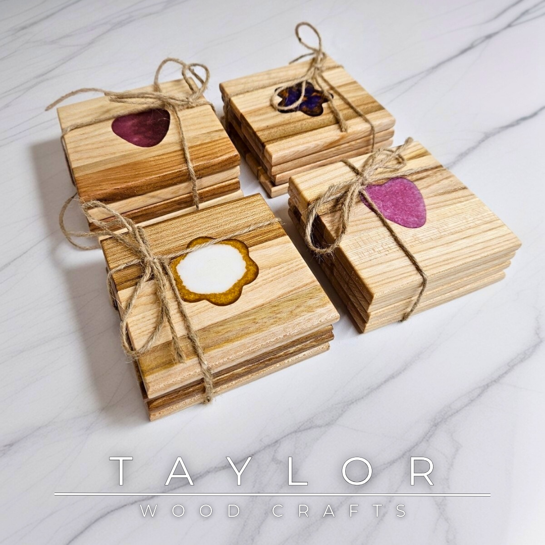 Taylor Wood Crafts Bob Taylor Epoxy Resin Coasters Hearts Flowers Craft Resin