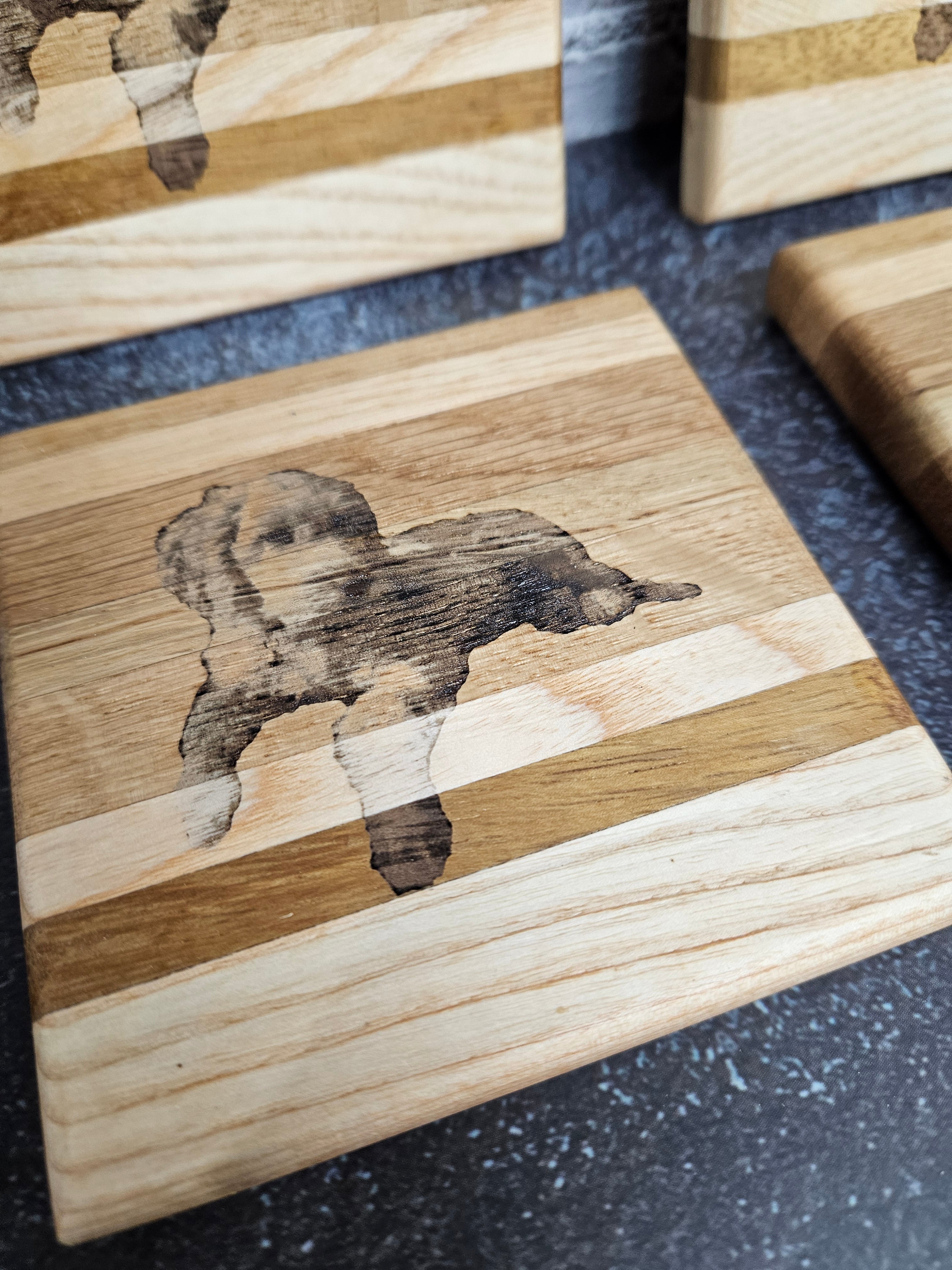 Handmade wooden coasters laser engraved with your favorite photo by Taylor Wood Crafts. A unique, personalized gift crafted from real wood — perfect for weddings, anniversaries, and home décor.