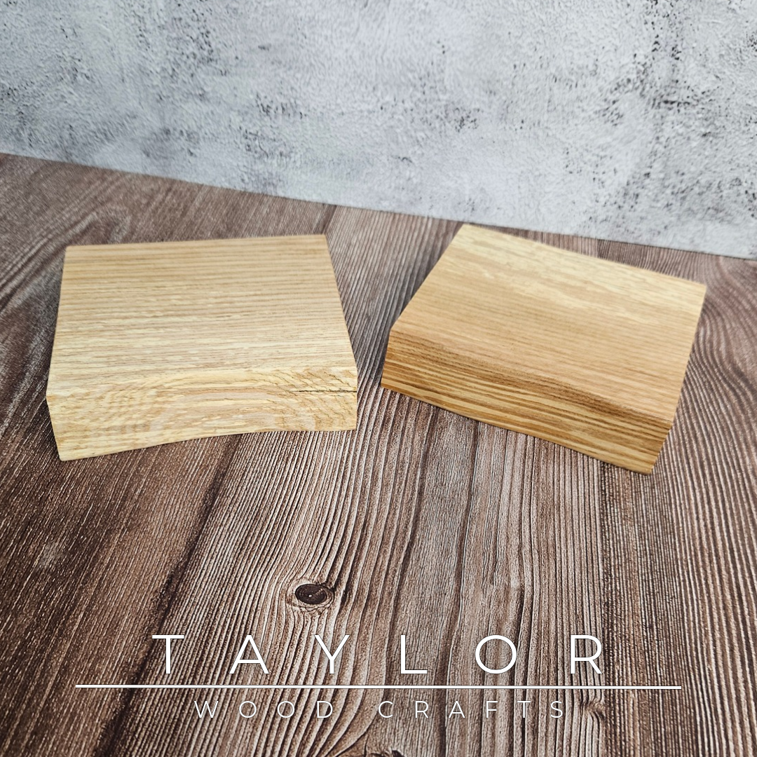 Handmade chunky live edge hardwood coasters crafted in Northern Ireland by Taylor Wood Crafts.