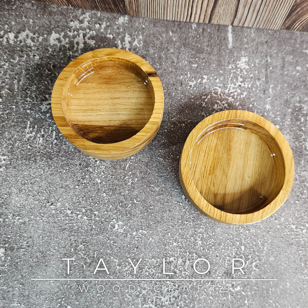 Handmade hardwood resin dish crafted from premium timber with a coloured epoxy resin base, made in Northern Ireland by Taylor Wood Crafts.
