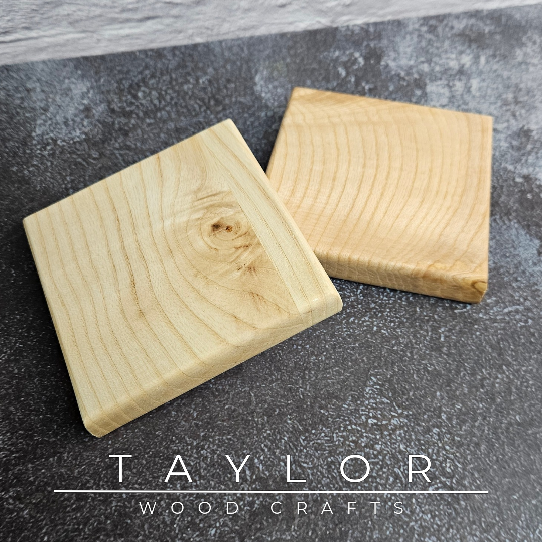 Handmade XL hardwood coaster with built-in stainless steel bottle opener, crafted in Northern Ireland by Taylor Wood Crafts.