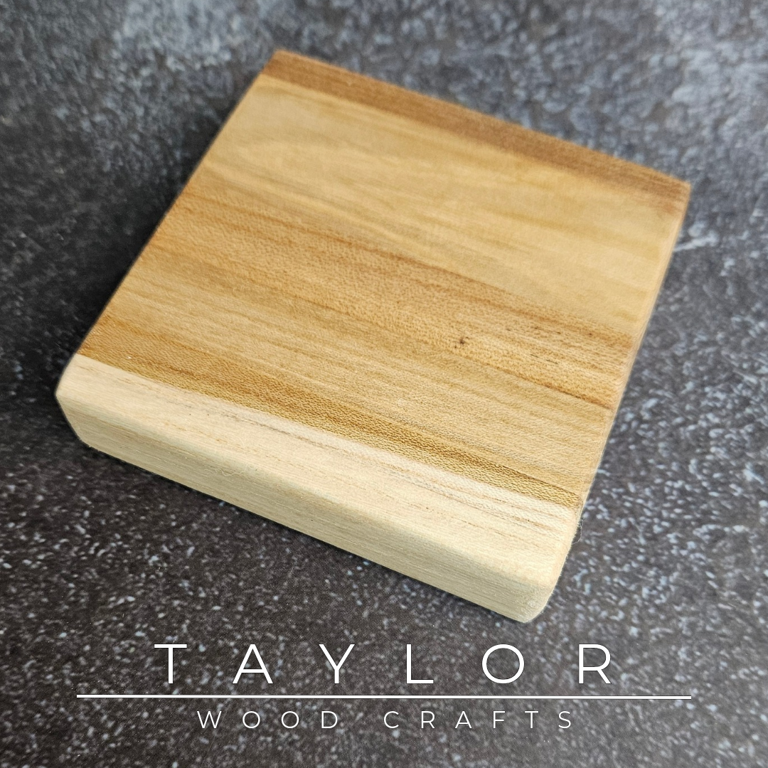 Handmade XL hardwood coaster with built-in stainless steel bottle opener, crafted in Northern Ireland by Taylor Wood Crafts.